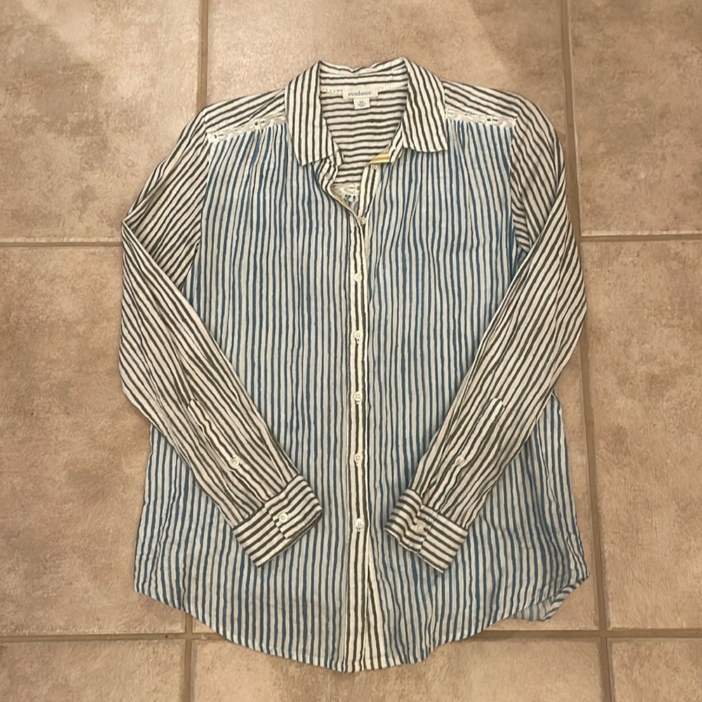 Sundance Vertical Multicolorored Striped Long Sleeve Button Down Shirt